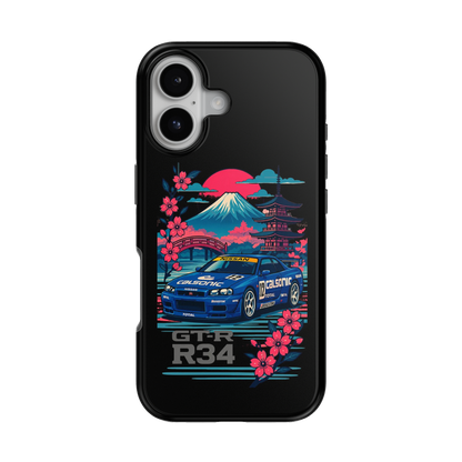 R34 Neon Retro Mt Fuji Phone Case