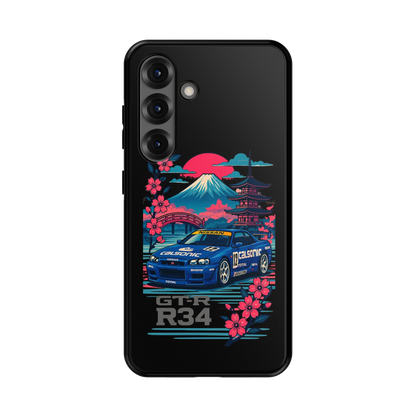 R34 Neon Retro Mt Fuji Phone Case